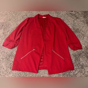 Maurices Red Blazer with Zipper Pockets